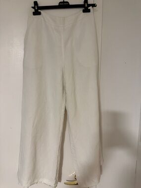 Nine West Cream Wide-Leg linen Palazzo Pants